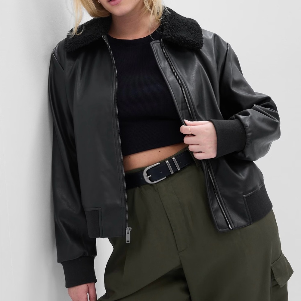 New With Tags Vegan-Leather Bomber Jacket (medium)